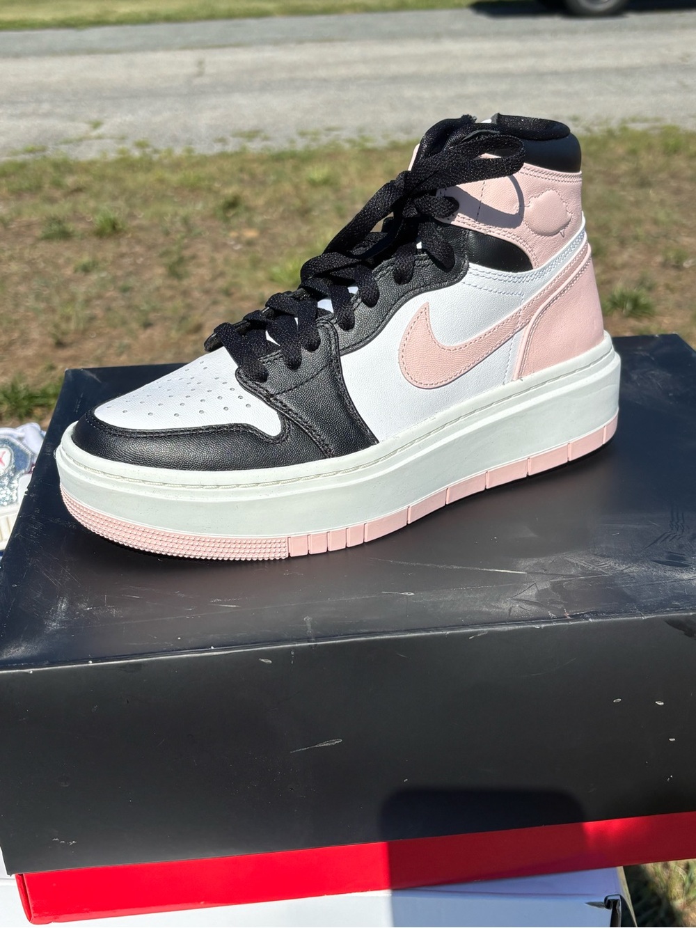 Nike Women’s High-Top Platform Sneaker — White/Black/Pink